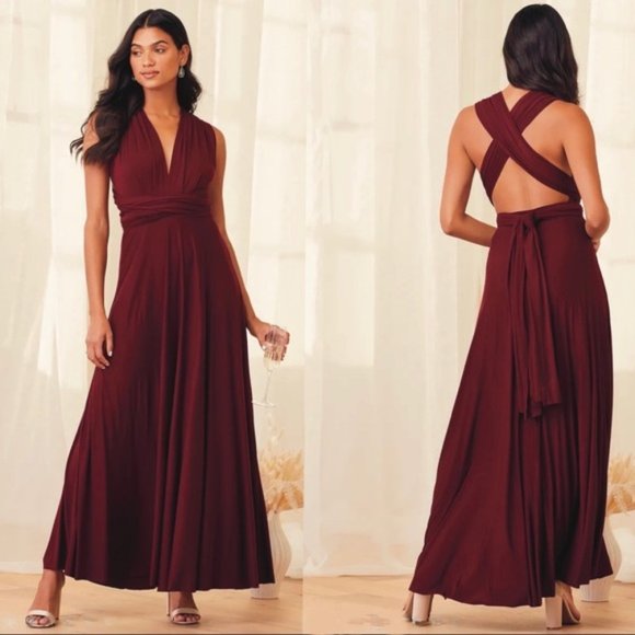 Ravon Infinity Maxi Dress by Von Vonni One Size Burgundy Wear in Many Styles - Picture 5 of 16